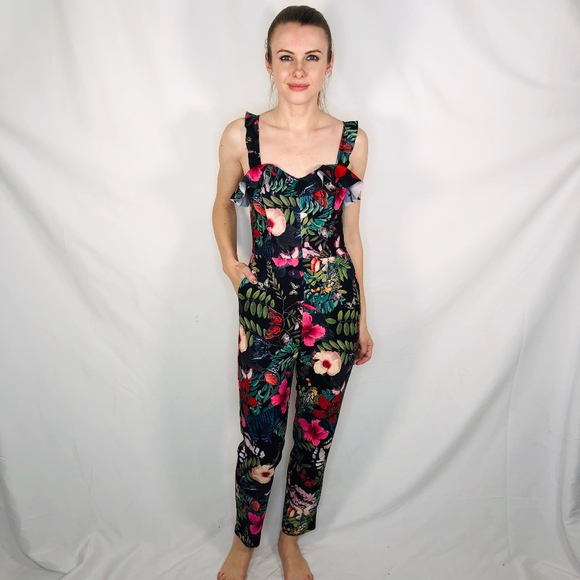 H&M Pants - H&M Floral Tropical Ruffled Jumpsuit Spring  0222